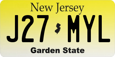 NJ license plate J27MYL