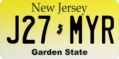 NJ license plate J27MYR