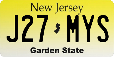 NJ license plate J27MYS