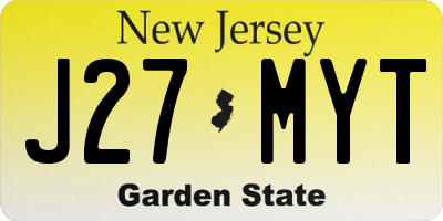 NJ license plate J27MYT