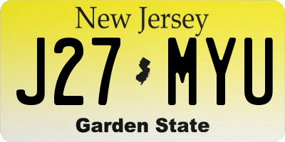 NJ license plate J27MYU