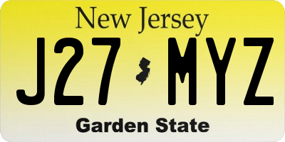 NJ license plate J27MYZ