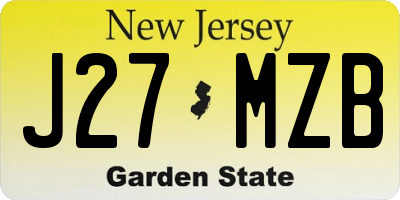 NJ license plate J27MZB