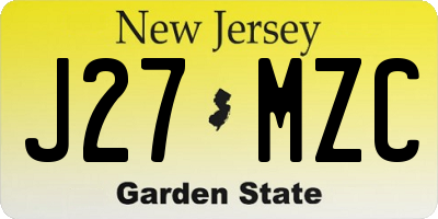 NJ license plate J27MZC
