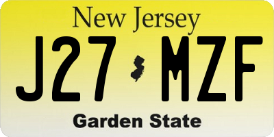 NJ license plate J27MZF
