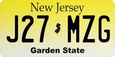 NJ license plate J27MZG