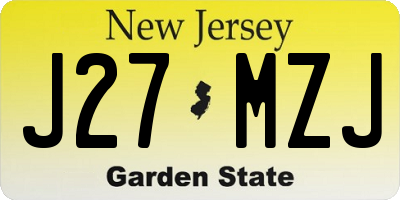 NJ license plate J27MZJ
