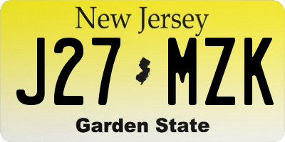 NJ license plate J27MZK