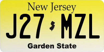 NJ license plate J27MZL