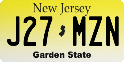NJ license plate J27MZN