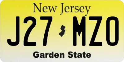 NJ license plate J27MZO