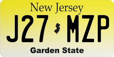 NJ license plate J27MZP