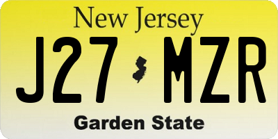 NJ license plate J27MZR