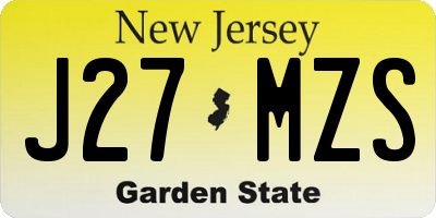 NJ license plate J27MZS