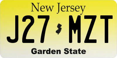 NJ license plate J27MZT