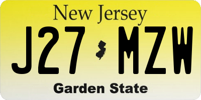NJ license plate J27MZW