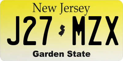 NJ license plate J27MZX