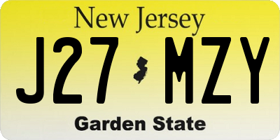 NJ license plate J27MZY