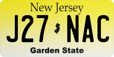 NJ license plate J27NAC
