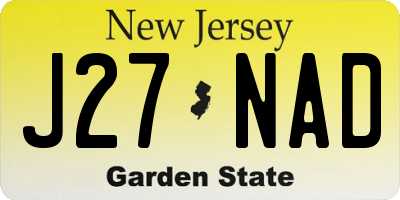 NJ license plate J27NAD