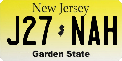 NJ license plate J27NAH