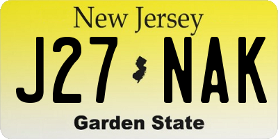NJ license plate J27NAK