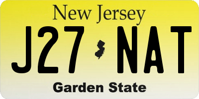 NJ license plate J27NAT
