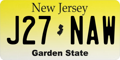 NJ license plate J27NAW