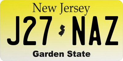 NJ license plate J27NAZ