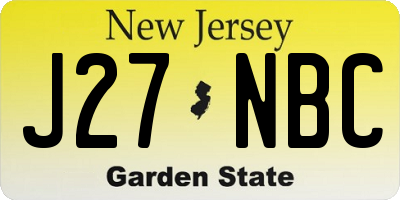 NJ license plate J27NBC