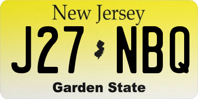 NJ license plate J27NBQ