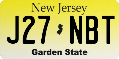 NJ license plate J27NBT