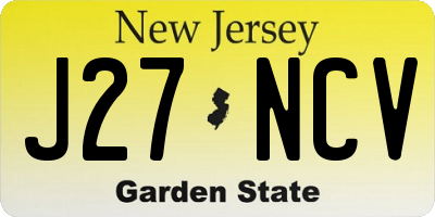 NJ license plate J27NCV