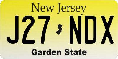 NJ license plate J27NDX