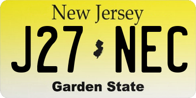 NJ license plate J27NEC