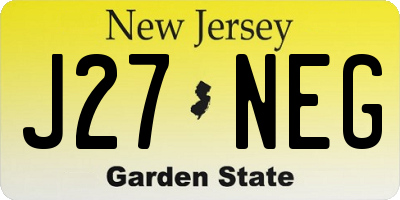 NJ license plate J27NEG