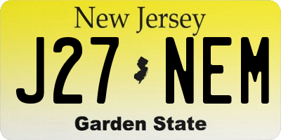 NJ license plate J27NEM