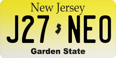 NJ license plate J27NEO