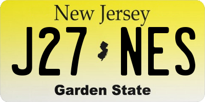 NJ license plate J27NES