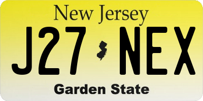 NJ license plate J27NEX