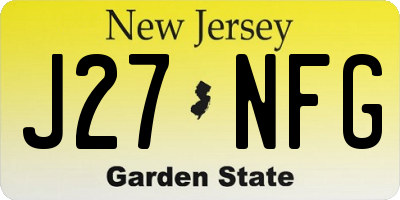 NJ license plate J27NFG