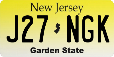 NJ license plate J27NGK