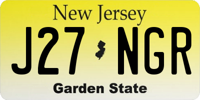 NJ license plate J27NGR