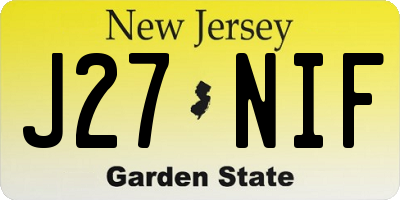 NJ license plate J27NIF