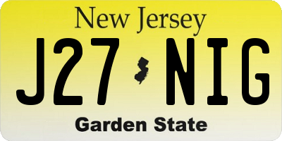 NJ license plate J27NIG