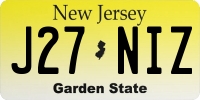 NJ license plate J27NIZ