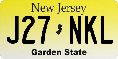 NJ license plate J27NKL