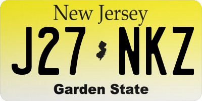 NJ license plate J27NKZ