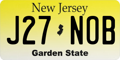 NJ license plate J27NOB
