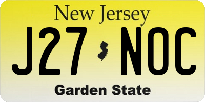 NJ license plate J27NOC